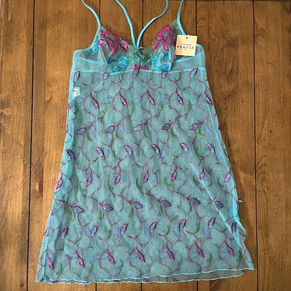 Simone Perele Blue Babydoll Nightie Lingerie (FR 2 / Small)
